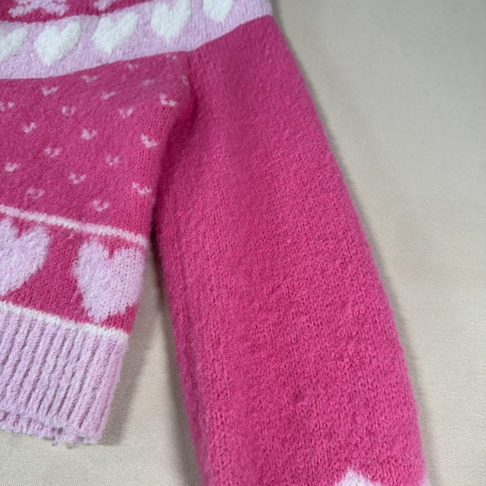LoveShackFancy Dimples Pink Heart Bow Cropped Cardigan Sweater Size M Coquette - Picture 9 of 15